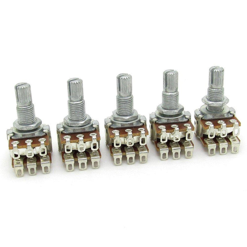 Dual Deck MN250k Blend Balance Pickups Potentiometer Audio Pots Guitar Volume Tone Control Pots Switch Pack of 5