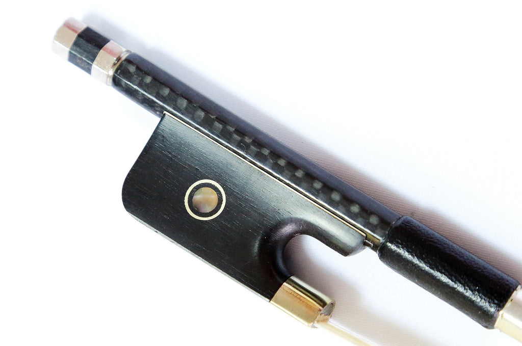 Vio Music Top Woven Carbon Fiber Viola Bow, Ebony Frog, Natural White Hair