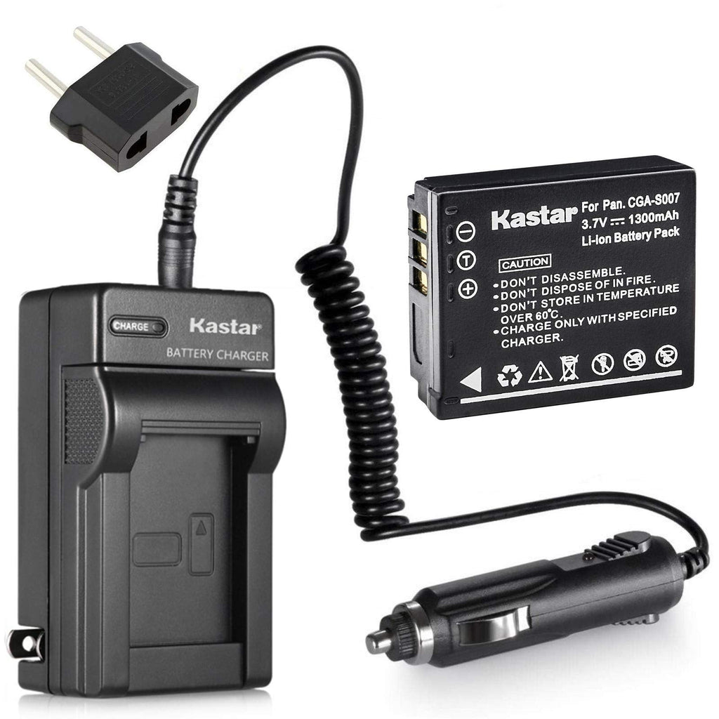Kastar Battery (1-Pack) and Charger Kit for Panasonic Lumix CGA-S007 CGA-S007A CGA-S007A/1B CGA-S007E DMW-BCD10 DE-A25 DE-A26 & Lumix DMC-TZ1 DMC-TZ2 DMC-TZ3 DMC-TZ4 DMC-TZ5 DMC-TZ11 DMC-TZ15 DMC-TZ50