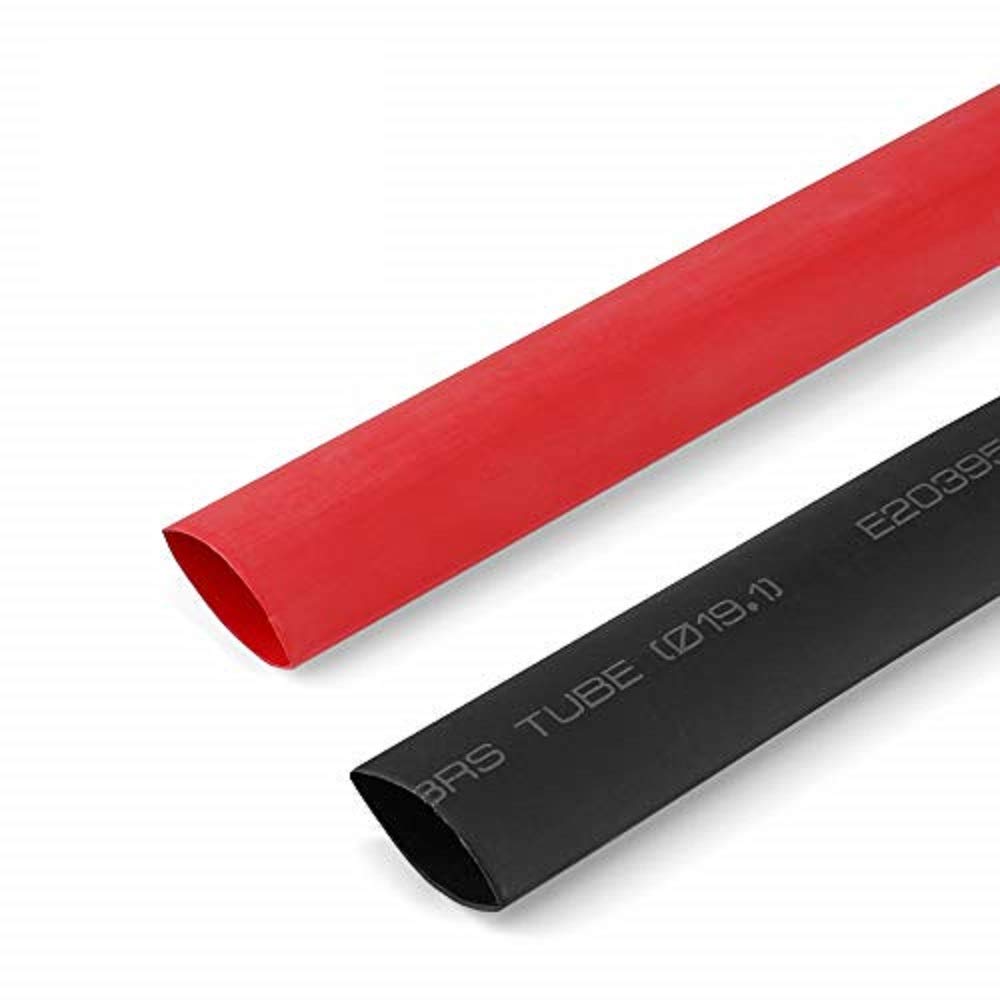 URBEST Heat Shrink Tubing Dual Wall Heat shrink tubing 3/4'' Heat Shrink Tube 3:1 Adhesive-Lined Heat Shrinkable Tubing BLACK & RED, 2 Pack, 1.22M/4Ft long