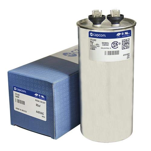 Trane CPT01074 / CPT-1074 - 80 uF MFD x 440 VAC Genteq Replacement Capacitor Round # C480R / 27L322