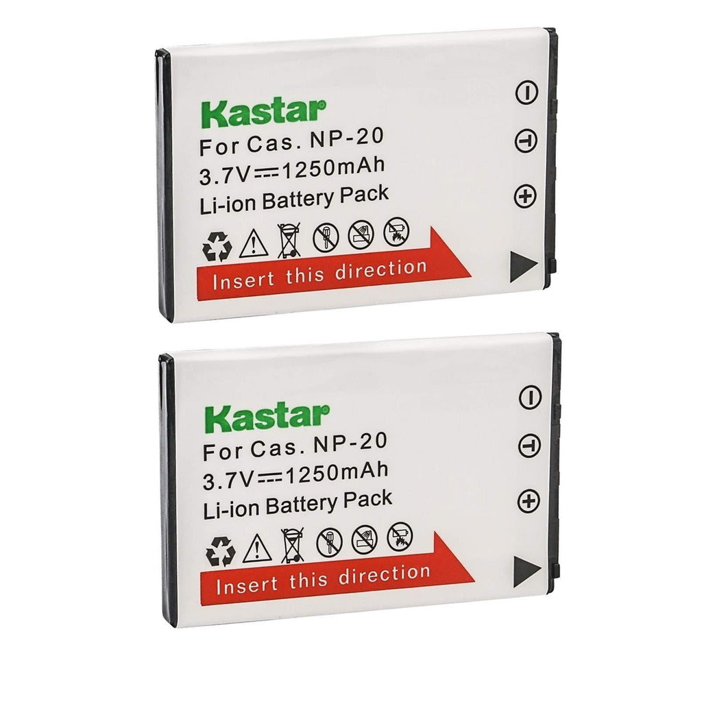 Kastar 2X Battery for Casio NP-20 & Exilim EX-M1 EX-M2 EX-M20 EX-S1 EX-S2 EX-S3 EX-S20 EX-S100 EX-S500 EX-S600 EX-S770 EX-S880 EX-Z4 EX-Z5 EX-Z6 EX-Z7 EX-Z8 EX-Z11 EX-Z60 EX-Z65 EX-Z70 EX-Z75 EX-Z77