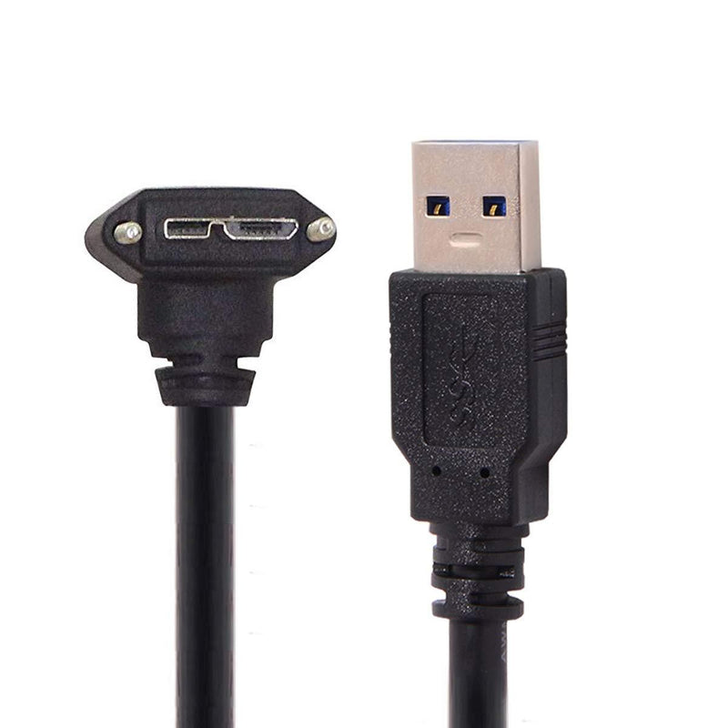 [AUSTRALIA] - CY 90 Degree Down Angled Micro USB Screw Mount to USB 3.0 A Type Data Cable 3m 10ft 