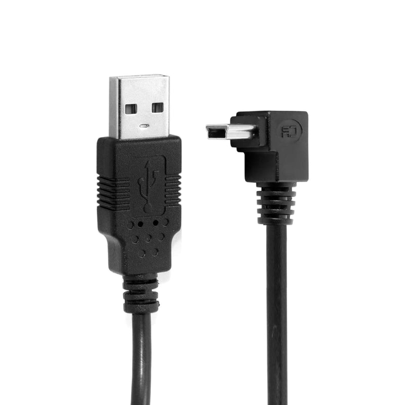 CY Down Angled 90 Degree Mini USB 2.0 B Type 5Pin Male to USB Male Data Cable 0.5m Black Down 0.5m