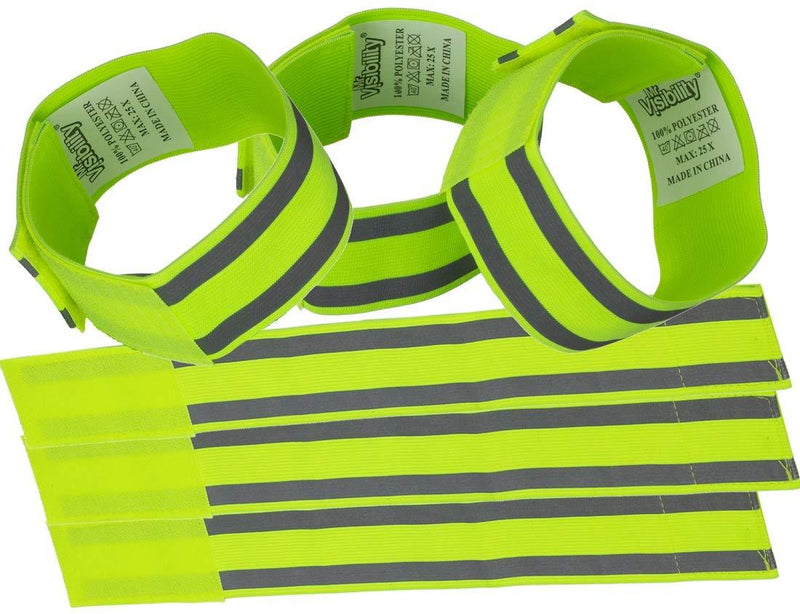 Reflective Bands 6x. High Visibility Reflective Running Gear for Men, Women, Kids, Dog. Silver Reflector Tape Straps for Runners, Bike, Walking. Night Safety Gear for Arm, Ankle, Wrist. Elastic Velcro