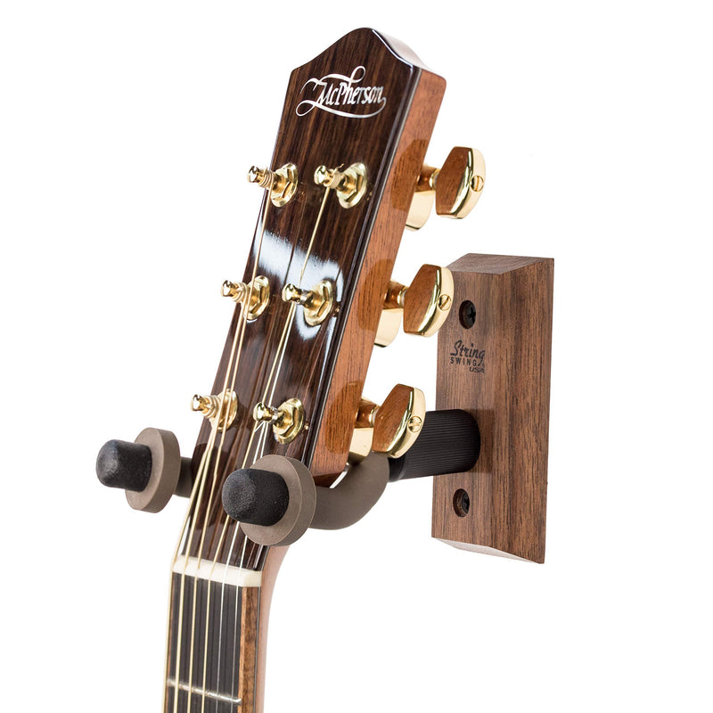 String Swing CC01-BW Hardwood Home & Studio Wall Mount Guitar Hanger - Black Walnut