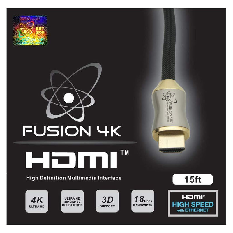 Fusion4K High Speed 4K HDMI Cable (4K @ 60Hz) - Professional Series (15 Feet) 15 Feet