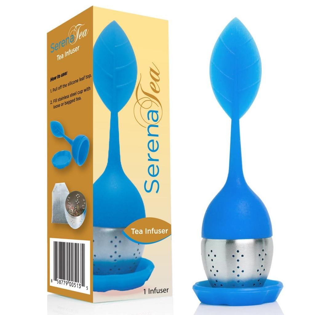 Tea Infuser by Serena Tea – 100% Food Grade Silicone – BPA Free and FDA Approved (1, blue)