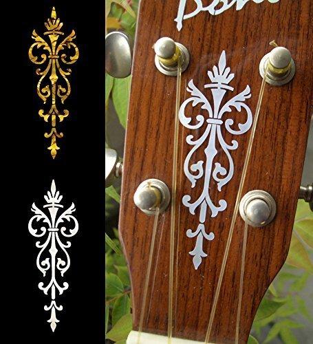 Inlay Stickers for Guitar & Ukulele Headstock - Small Torch (2pcs Set) - White Pearl & Ocher