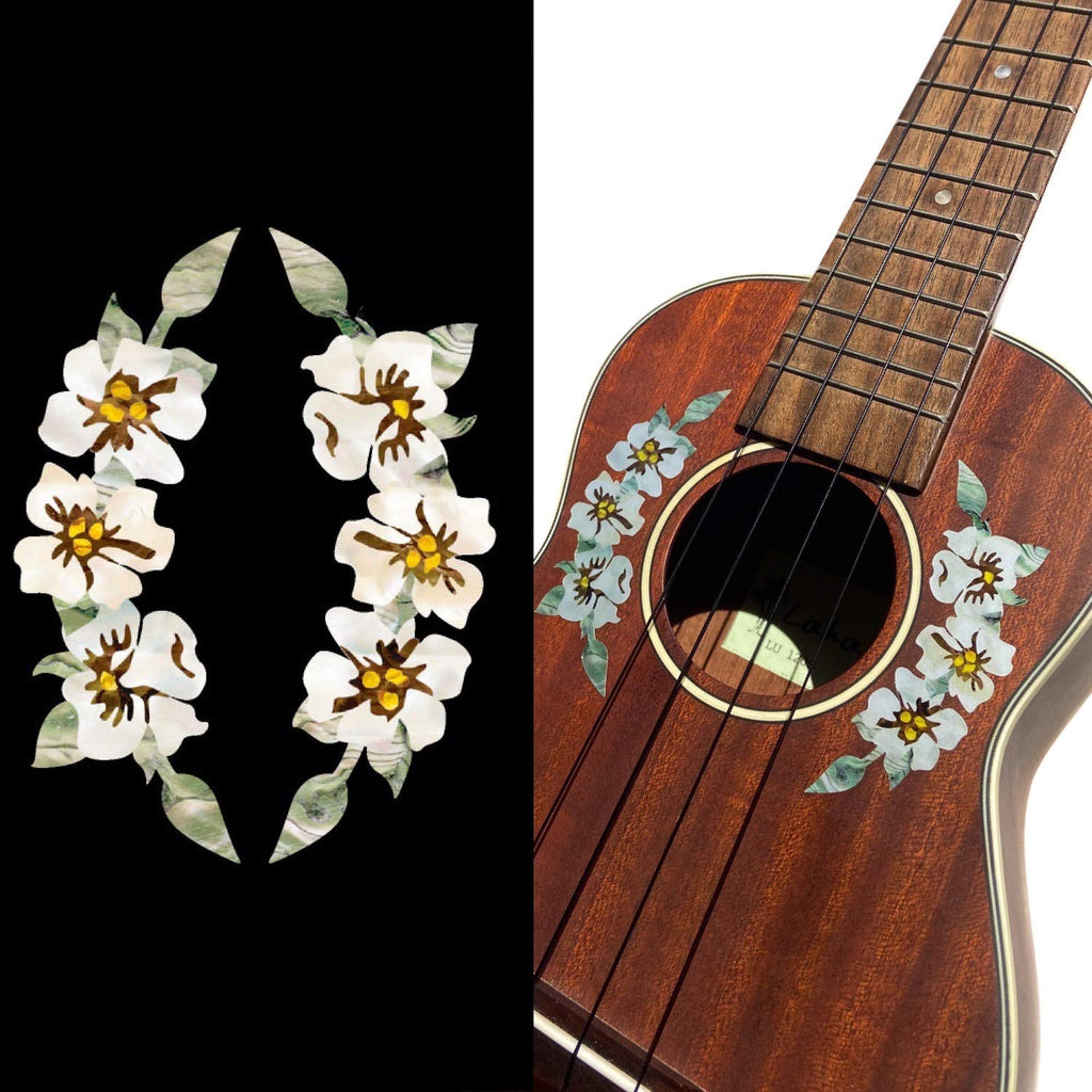Inlay Sticker Decal for Ukuleles - Soundhole Rosette/Purfling - Hibiscus Flowers
