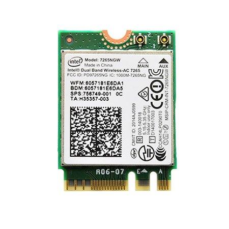 Intel Dual Band Wireless-AC 7265 802.11ac, Dual Band, 2x2 Wi-Fi + Bluetooth 4.0 - (7265NGW)