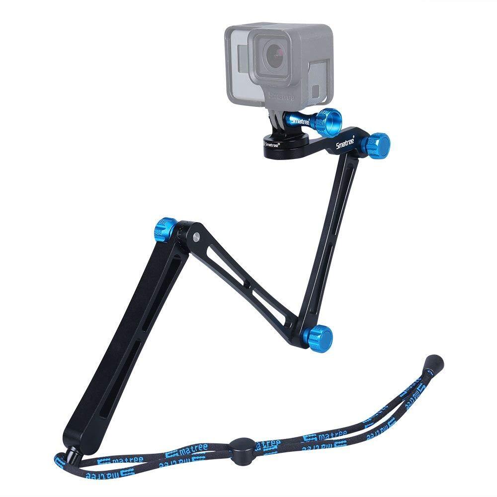 Smatree SmaPole X1 Aluminium Foldable Multi-functional Pole/Monopod for GoPro Hero 5/4/3+/3/2/1/Session/for Compact Cameras (Blue)