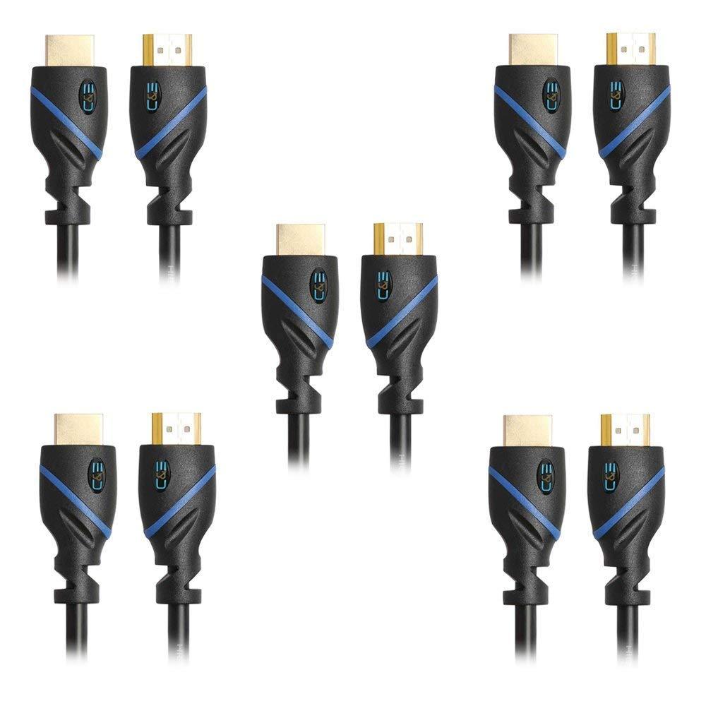 15ft (4.5M) High Speed HDMI Cable Male to Male with Ethernet Black (15 Feet/4.5 Meters) Supports 4K 30Hz, 3D, 1080p and Audio Return CNE67934 (5 Pack) 15 Feet (5-Pack) HDMI Male to Male 5 Pack
