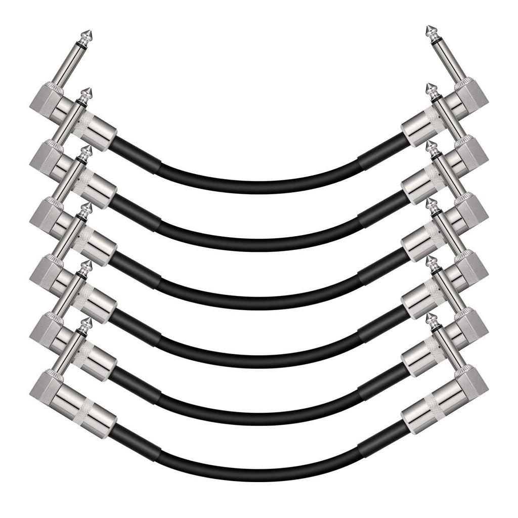 [AUSTRALIA] - Donner Guitar Patch Cable 6 Inch 15cm 1/4" Right Angle Metal Connector for Instrument Effect Pedal 6 Packs 