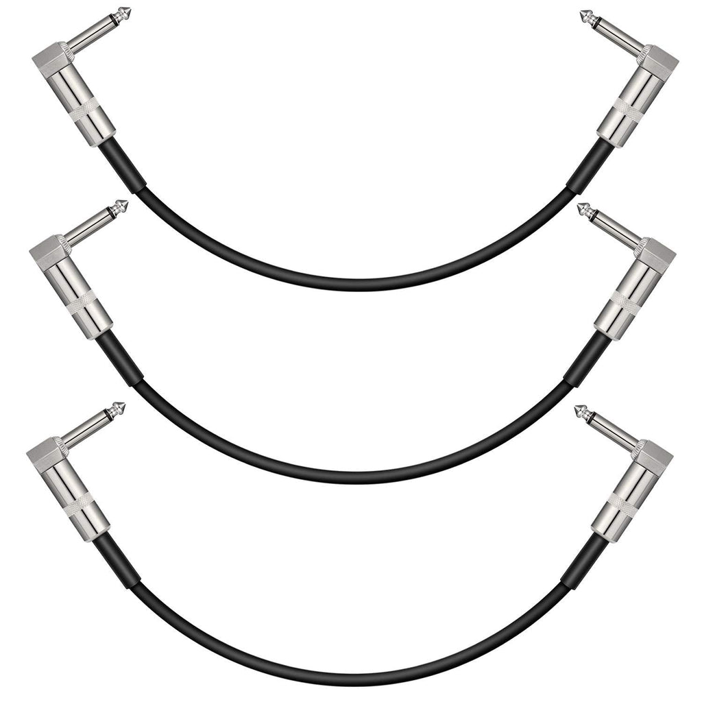 [AUSTRALIA] - Donner Guitar Patch Cable 12 Inch 30cm 1/4" Right Angle Metal Connector Instrument Jumper Cords 3 Packs 