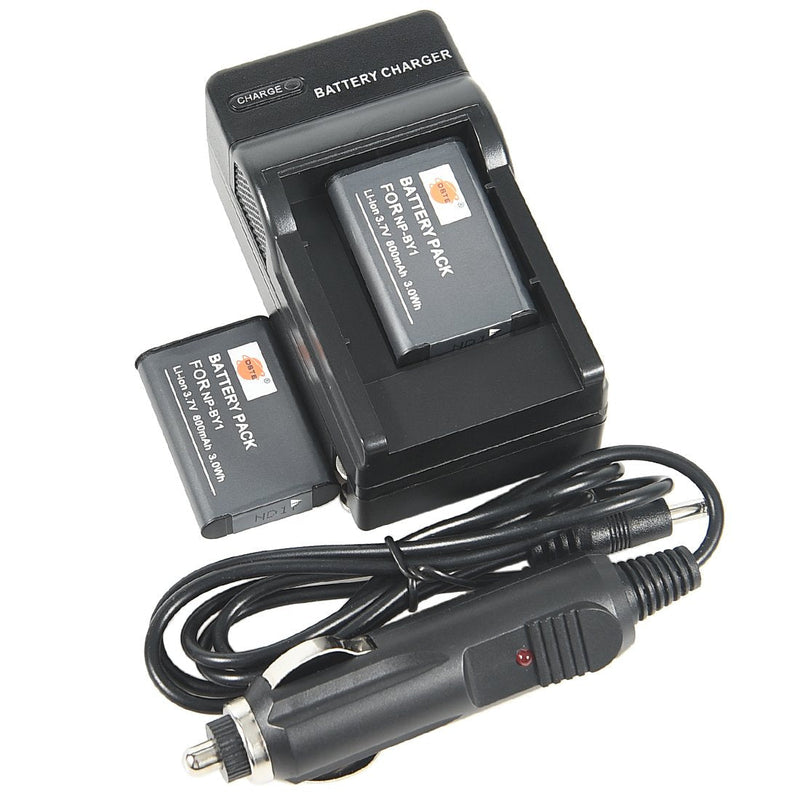 DSTE Replacement for 2X NP-BY1 Li-ion Battery Pack + Travel Car Charger DC16 Compatible Sony HDR-AZ1 HDR-AZ1VR HDR-AZ1VB HDR-AZ1VW Camera