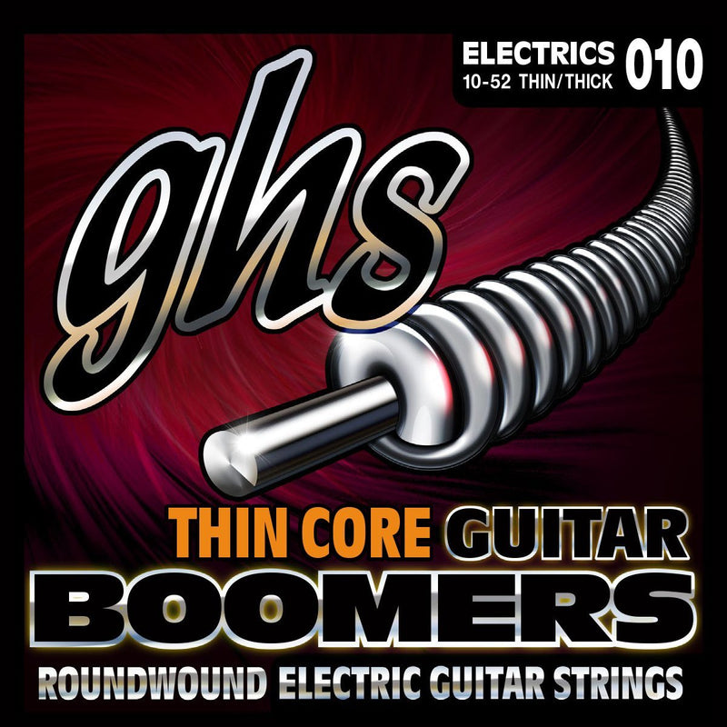 GHS Strings TC-GBTNT Thin Core Boomers, Nickel-Plated Electric Guitar Strings, Thick n' Thin (.010-.052)