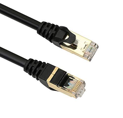 iCreatin 2-Pack CAT 7 Double Shielded 10 Gigabit 600MHz Ethernet Patch Cable, Gold Plated Plug STP Wires CAT7 for High Speed Computer Router Ethernet LAN Networking 3 Feet 2 Pack-Black-Round