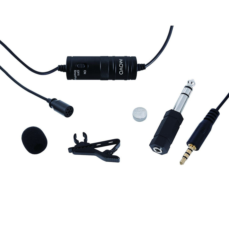 Movo Lavalier Condenser Microphone with 20' Cable for Canon 80D, 77D, 70D, 60D, 50D, 7D, 7D Mark II, 6D, 5DS, 5D, 5D Mark IV, 1D, Digital Rebel SL1, T7i, T6s, T6i, T5i, T4i & T3i DSLR Cameras