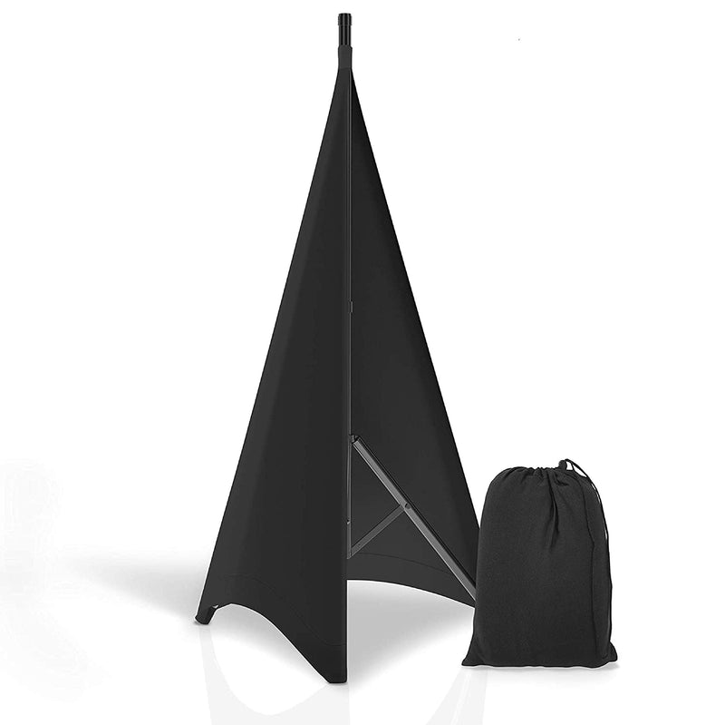 Pyle Universal Lighting Tripod Stand Scrim - Double Sided DJ Speaker / Light Stand Skirt Cover w/ Velcro Straps, Bag, Made from Stretchable Lycra Spandex, Fit Stands Up to 75” x 43” - PSCRIM2B (Black) Black 2-Sided