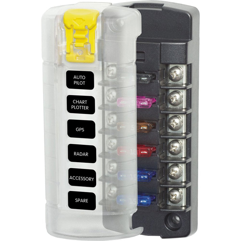 [AUSTRALIA] - Blue Sea Systems 5035 / Blue Sea 5035 ST Blade Fuse Block w/Cover - 6 Circuit Independent w/o Negative Bus 