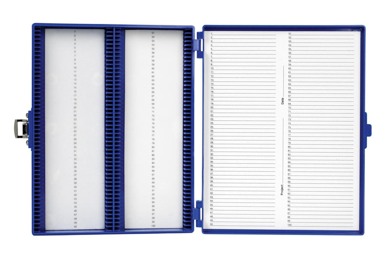 Heathrow Scientific HS15994M 100 Place Slide Box, Blue