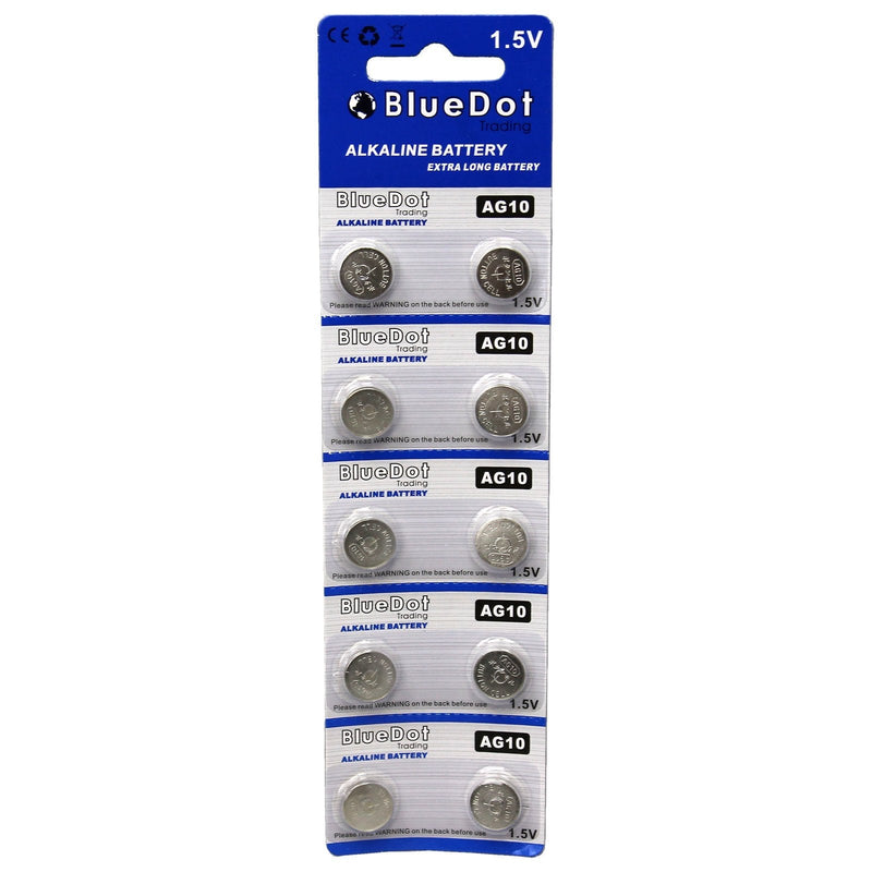 BlueDot Trading AG10 LR1130 LR54 LR54 1.5V Alkaline Coin Cell Battery for Watch, Hearing Aid, Calculator, Flashlights, Keyless entry, Batteries, 10 Count 10 Count (Pack of 1)