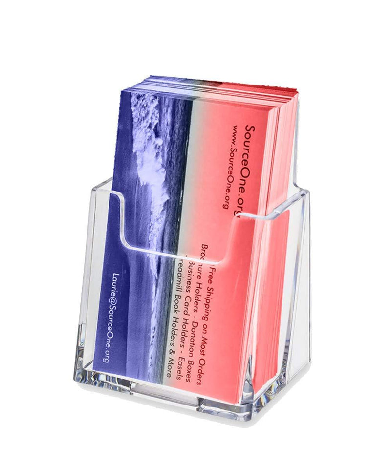 SOURCEONE.ORG Premium Vertical Clear Business Card Holder, Slant Back 1 Pack