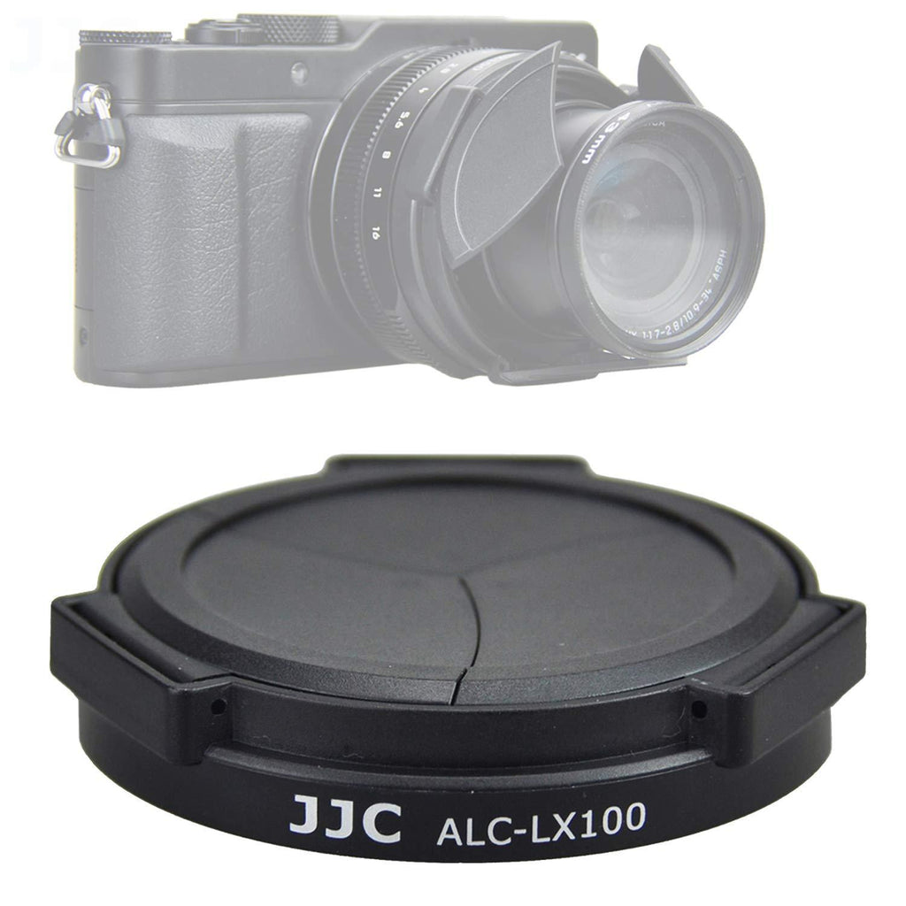 JJC Black ACLX100 Auto SELF-RETAINING Protective Lens Cap for Panasonic Lumix LX100 / LX100 II/ Leica D-LUX Typ 109 D-LUX 7, LX100II Mark II M2 Lens Cap, LEICA D LUX 7 Digital Camera Lense Cap Auto Cap