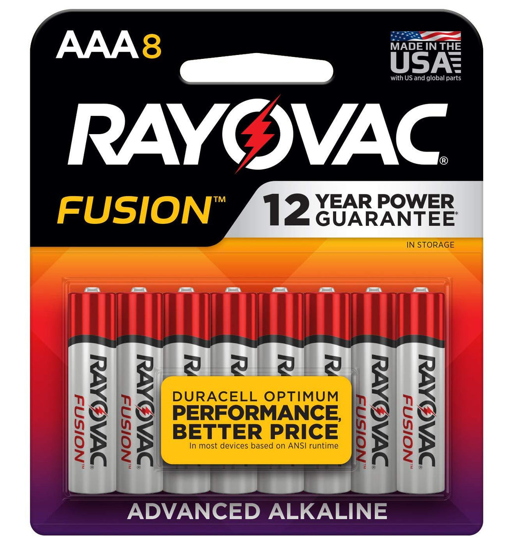 Rayovac Fusion AAA Batteries, Premium Alkaline Triple A Batteries, 8 Count AAA, 8 Count