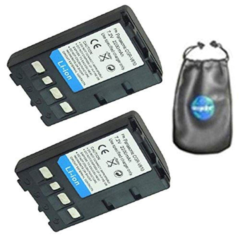 ValuePack (2 Count): Digital Replacement Camera and Camcorder Battery for Panasonic CGR-V610, CGR-V14 - Includes Lens Pouch