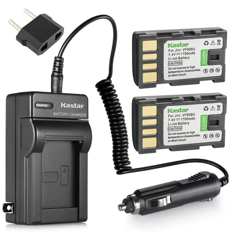 Kastar Battery 2-Pack and Charger Replacement for JVC Everio GZ-MG130U, GZ-MG230U, GZ-MG330U, GZ-MG430U, GZ-MG630U, GZ-MG730U, GZ-HM200, GZ-HM400, GZ-X900, GC-PX100, GC-P100, GC-PX1, GC-PX10 Camcorder