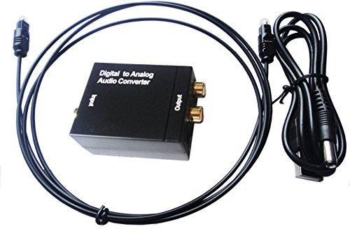 Easyday Digital to Analog Audio Converter with Digital Optical Toslink and S/pdif Coaxial Inputs and Analog RCA and (Headphone) Outputs - 0.5m Optical Toslink Cable Optical Cable Included