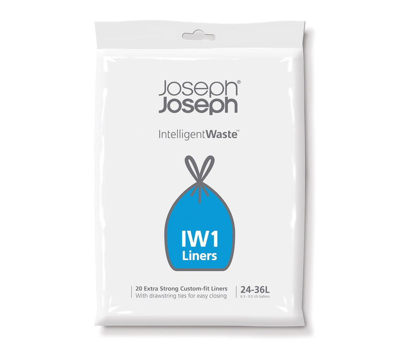 Joseph Joseph Intelligent IW1 General Waste Liners Custom Fit Bags for Totem 24 to 36 Liter/6.3 to 9.5 Gallon, 20-Pack, Black IW1 24-36L Trash Liners for Totem gen 1