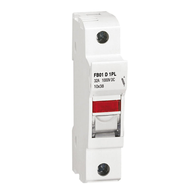 ASI AFB01D1PL DIN Rail Mounted Midget Fuse Holder with Blown Fuse Indication, 1 Pole, 10 x 38 mm, 18 to 8 AWG, 32 Amp, 1000 VDC