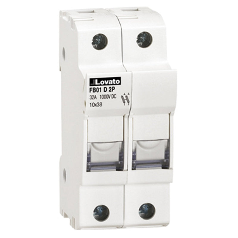 ASI AFB01D2P DIN Rail Mounted Midget Fuse Holder, 2 Pole, 10 x 38 mm, 18 to 8 AWG, 32 Amp, 1000 VDC, PV Rated