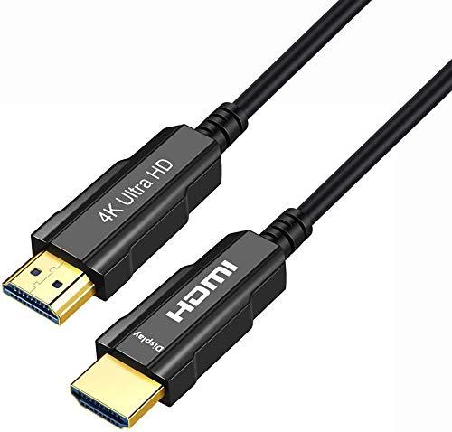 CABLEDECONN HDMI Fiber Optical 4Kx2K@60Hz Cable,Ultra HD High Speed 18Gbps,Compliant with HDCP2.2 Slim Flexible HDMI Optical Cable 20M 65FT 20 Meter