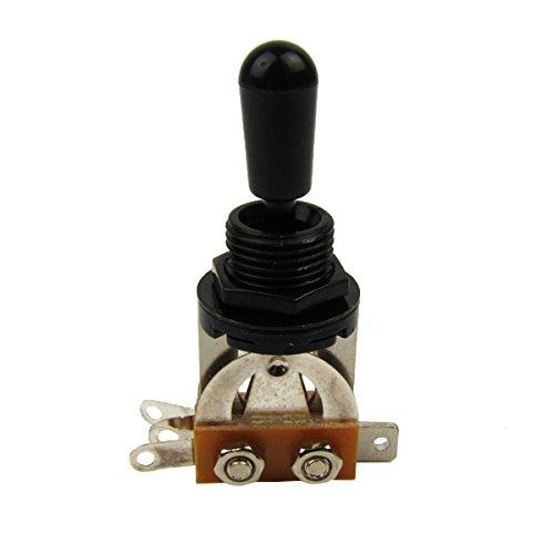 Musiclily Metric 3 Way Short Straight Guitar Toggle Switch for Epiphone Les Paul Electric Guitar,Black Top with Black Tip Black Top