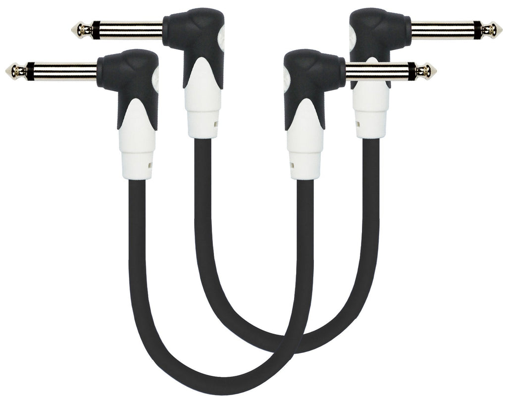 [AUSTRALIA] - Kirlin LightGear LG2-203-6''/BK - 6 Inch –Guitar Patch Cable with Right Angle Ends, Black PVC Jacket, 2 Pieces/Pack 