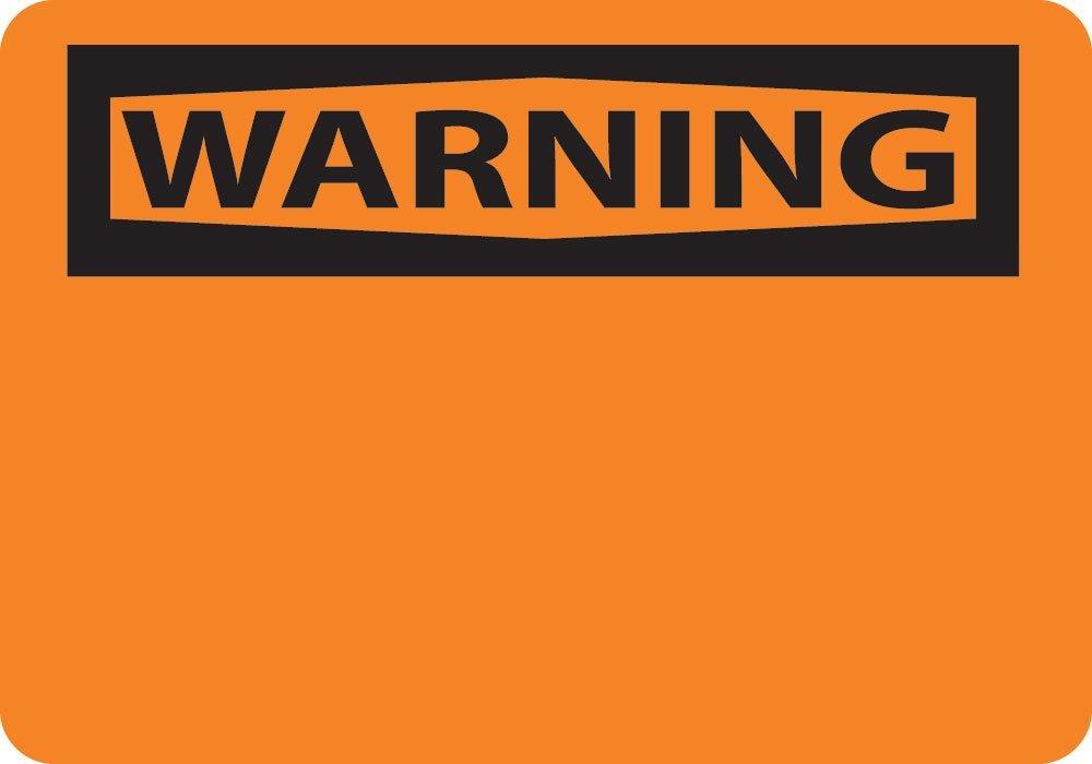 National Marker W1RB"Warning (Header Only)" Sign, Rigid Plastic, 10" x 14"