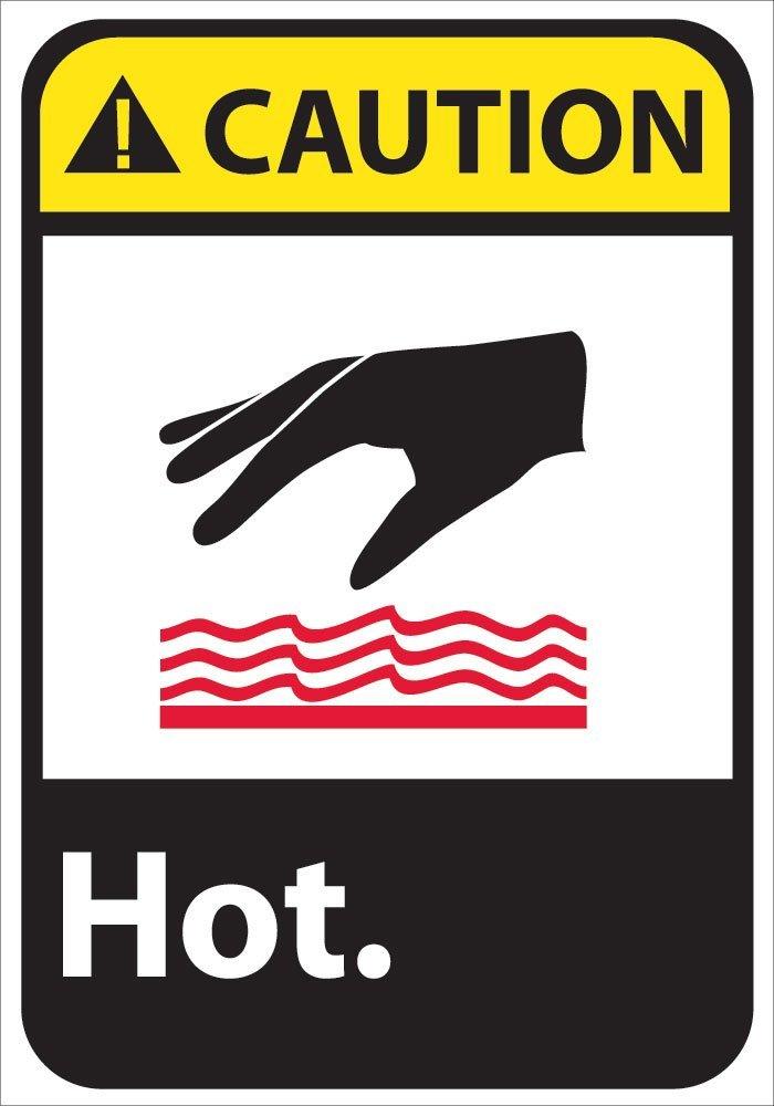 National Marker CGA30RB Hot Caution Sign, Rigid Plastic, 14" x 10"