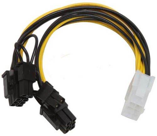 PCI-Express 6 Pin to 2 x 8 Pin (6+2) Video Card Y-Splitter Adapter Power Supply Cable