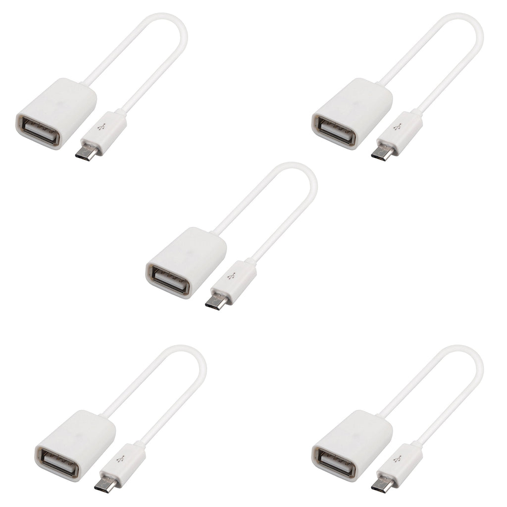 SaiTech IT 5 Pack Micro USB 2.0 OTG Cable On The Go Adapter Male Micro USB to Female USB for Smart Phones Tablets with OTG Function - White
