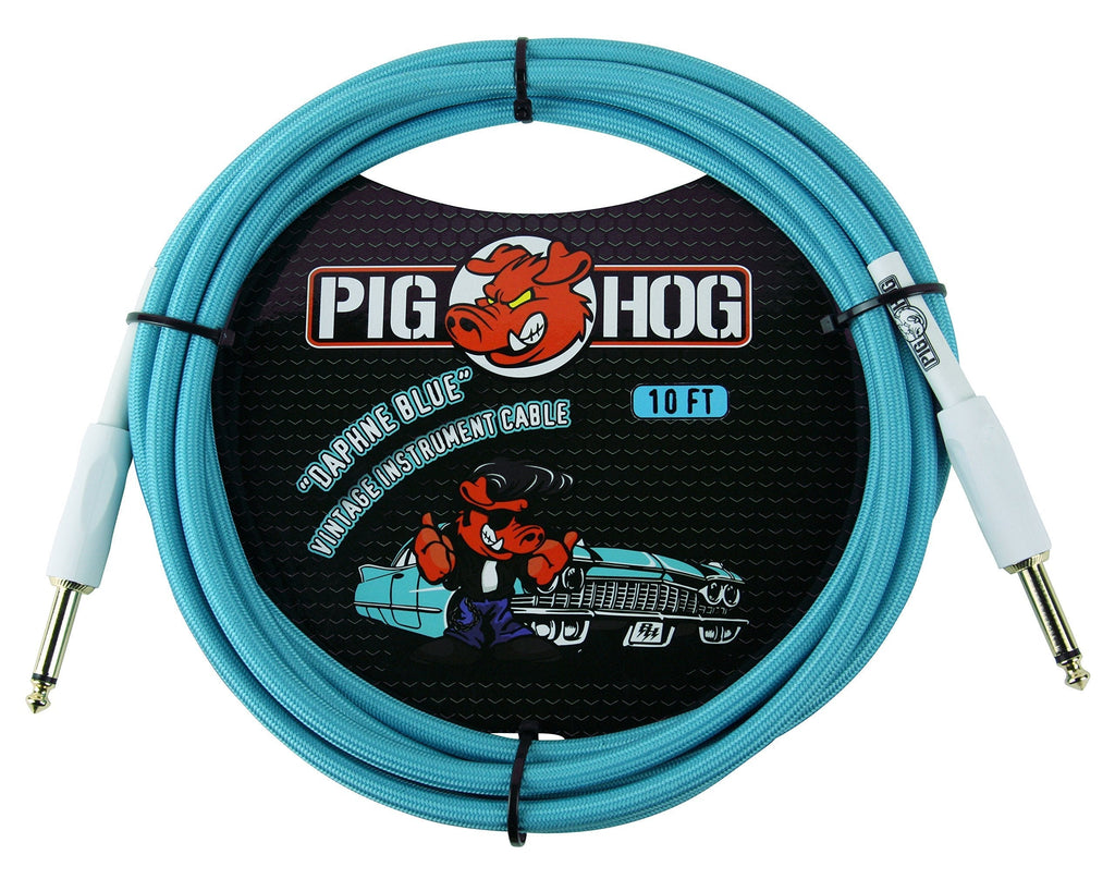 [AUSTRALIA] - Pig Hog PCH10DB 1/4" to 1/4" Daphne Blue Guitar Instrument Cable, 10 Feet 