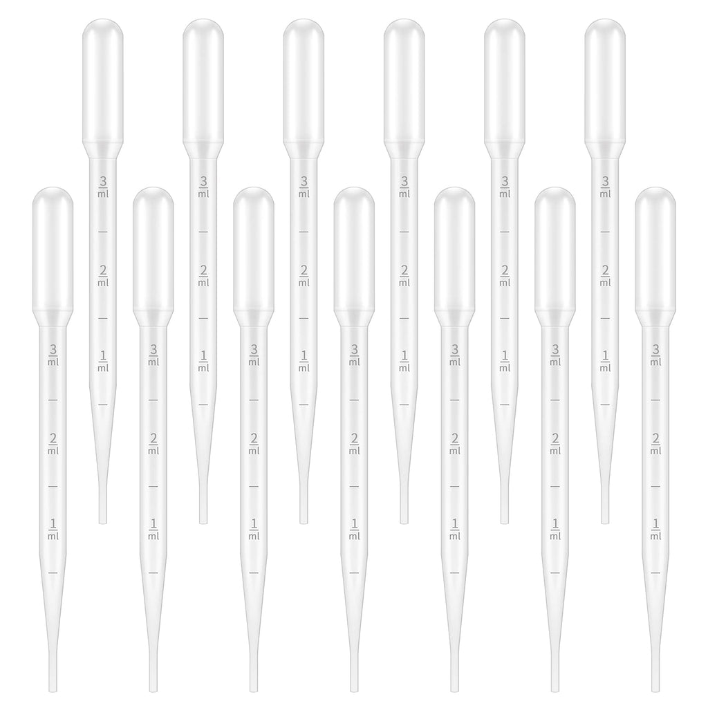 100PCS 3ml Disposable Plastic Essential Oils Graduated Transfer Pipettes for Science Laboratory, Experiment, Essential Oils, Make up Tool 100
