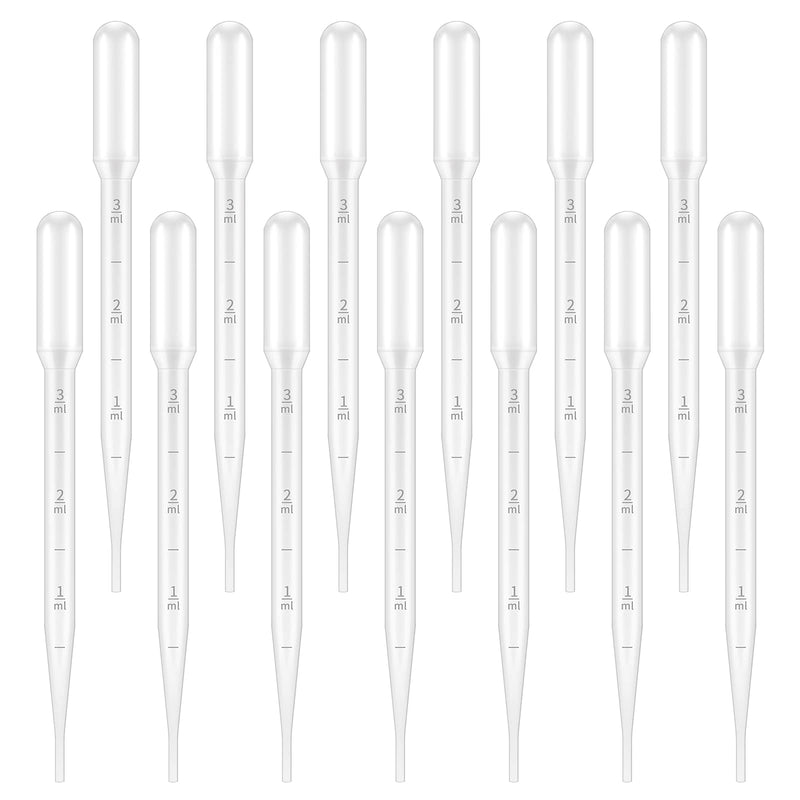 100PCS 3ml Disposable Plastic Essential Oils Graduated Transfer Pipettes for Science Laboratory, Experiment, Essential Oils, Make up Tool 100