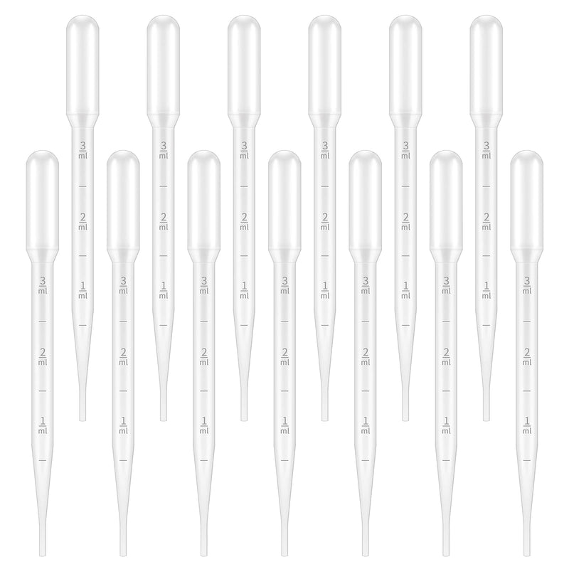 100PCS 3ml Disposable Plastic Essential Oils Graduated Transfer Pipettes for Science Laboratory, Experiment, Essential Oils, Make up Tool 100