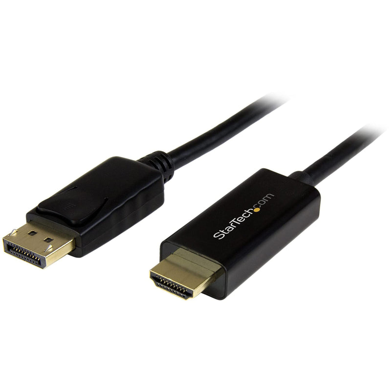 StarTech.com 6ft (2m) DisplayPort to HDMI Cable - 4K 30Hz - DisplayPort to HDMI Adapter Cable - DP 1.2 to HDMI Monitor Cable Converter - Latching DP Connector - Passive DP to HDMI Cord (DP2HDMM2MB) 6.5 feet Single