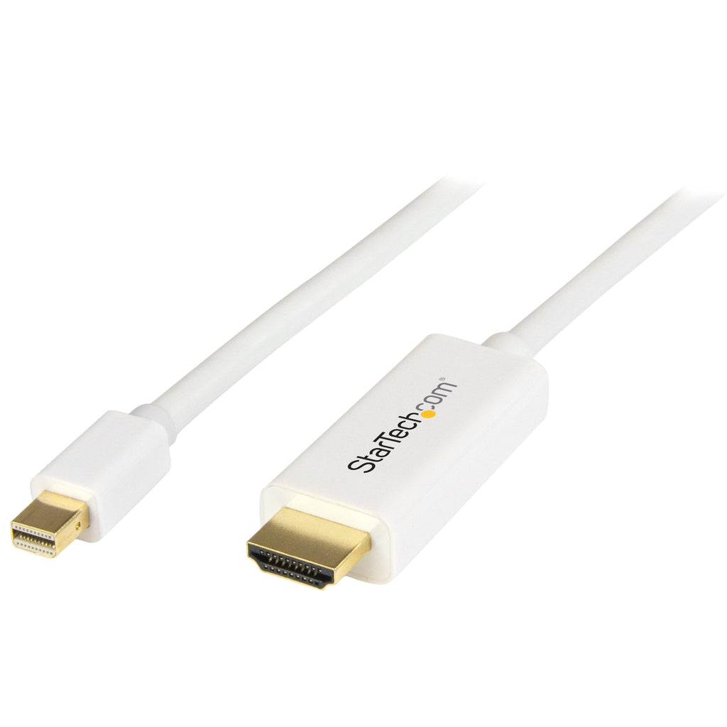 StarTech.com Mini DisplayPort to HDMI Converter Cable - 6 ft (2m) - mDP to HDMI Adapter with Built-in Cable - (M / M) Ultra HD 4K (MDP2HDMM2MW) 6 ft / 2m White