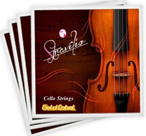 Set of Cello Strings Size 4/4 & 3/4 - A D G & C (Gold Label) Gold